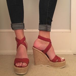 Yves Saint Laurent red wedges
